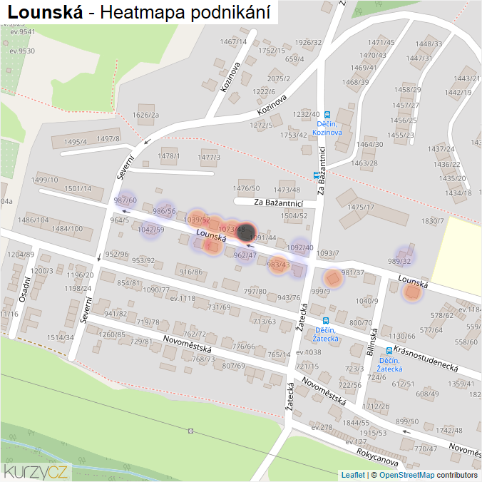 Mapa Lounská - Firmy v ulici.