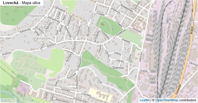 Lovecká - mapa ulice
