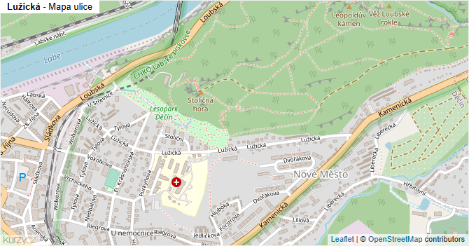 Lužická - mapa ulice