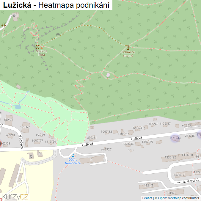 Mapa Lužická - Firmy v ulici.
