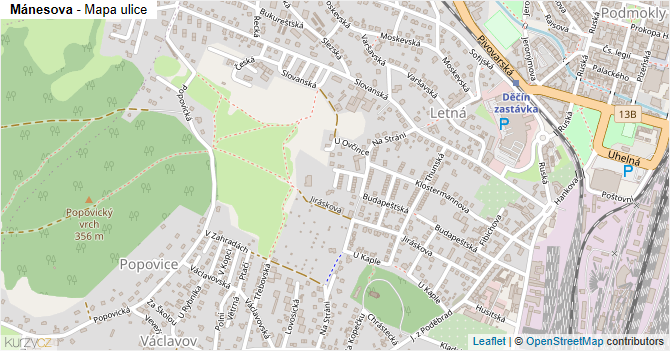 Mánesova - mapa ulice