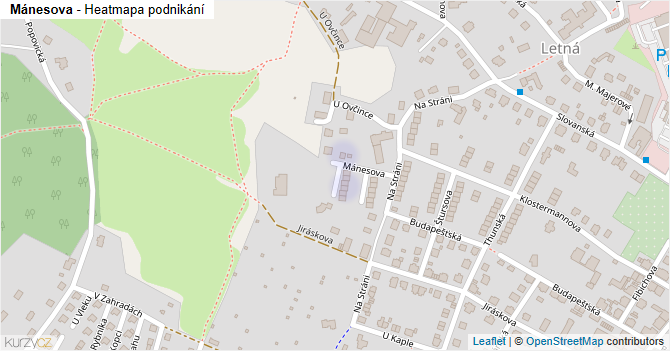 Mánesova - mapa podnikání