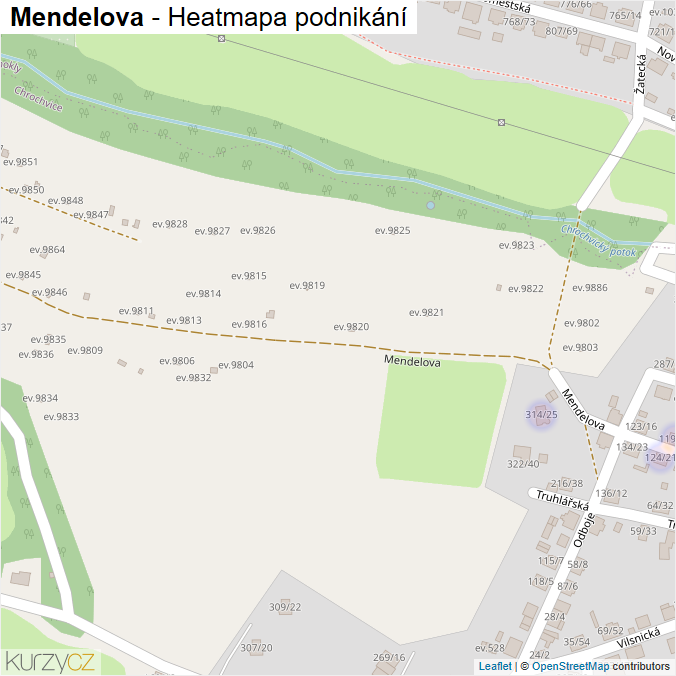 Mapa Mendelova - Firmy v ulici.