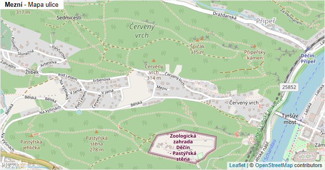 Mezní - mapa ulice