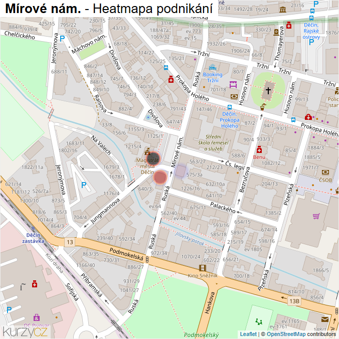 Mapa Mírové nám. - Firmy v ulici.