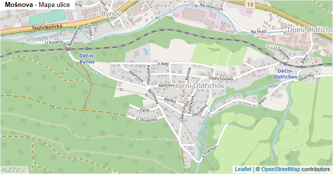 Mošnova - mapa ulice