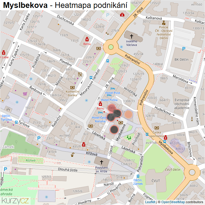 Mapa Myslbekova - Firmy v ulici.