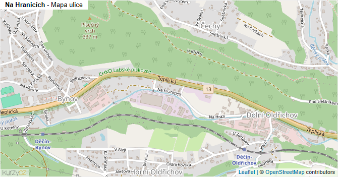 Na Hranicích - mapa ulice