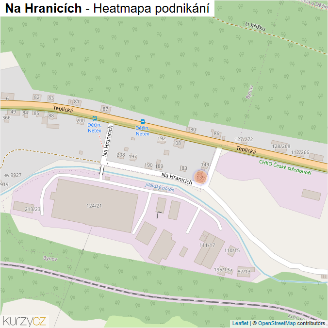 Mapa Na Hranicích - Firmy v ulici.