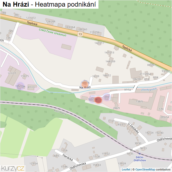 Mapa Na Hrázi - Firmy v ulici.