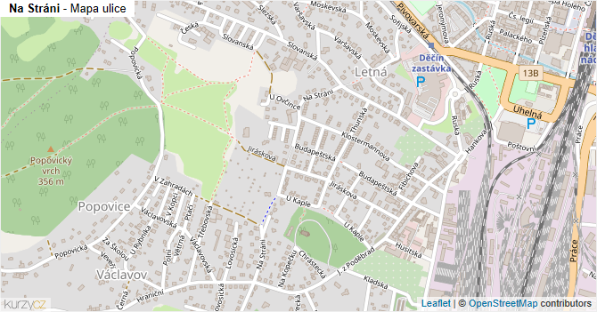 Na Stráni - mapa ulice