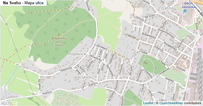 Na Svahu - mapa ulice
