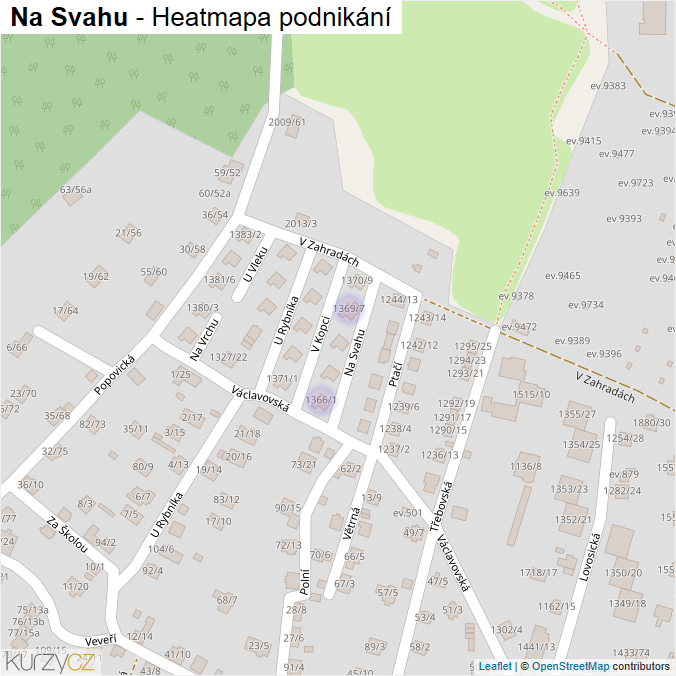 Mapa Na Svahu - Firmy v ulici.