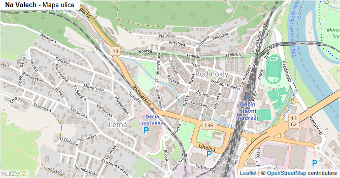 Na Valech - mapa ulice