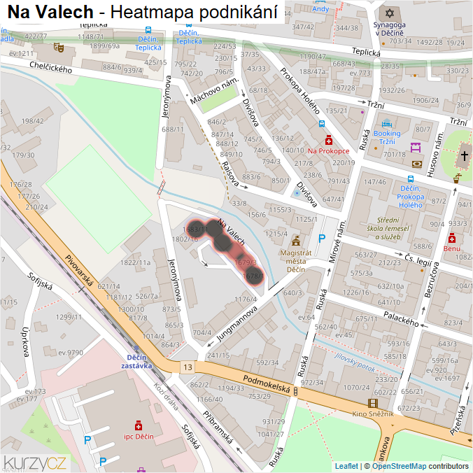 Mapa Na Valech - Firmy v ulici.