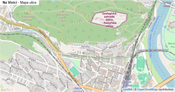 Na Vinici - mapa ulice