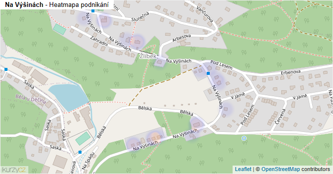 Na Výšinách - mapa podnikání