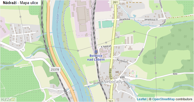 Nádraží - mapa ulice