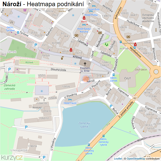 Mapa Nároží - Firmy v ulici.