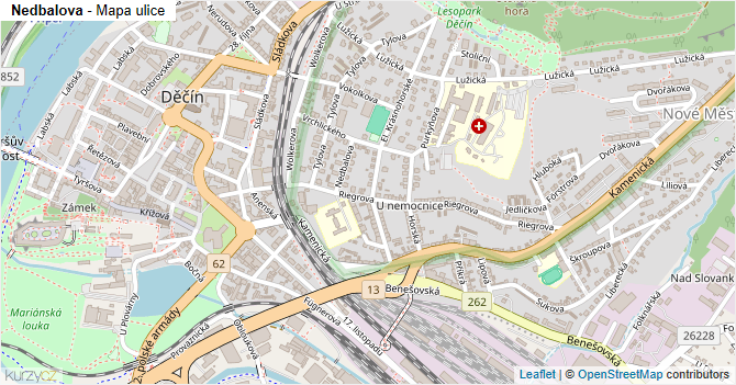 Nedbalova - mapa ulice