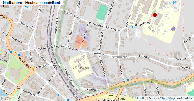 Nedbalova - mapa podnikání