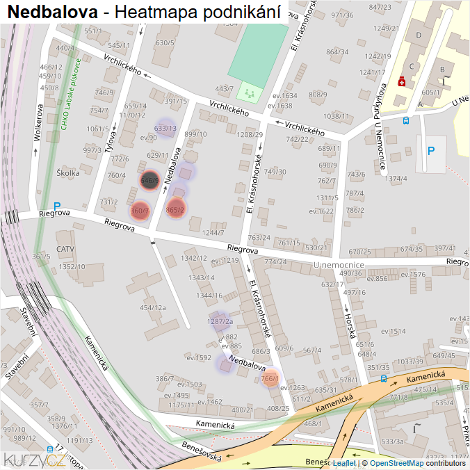 Mapa Nedbalova - Firmy v ulici.