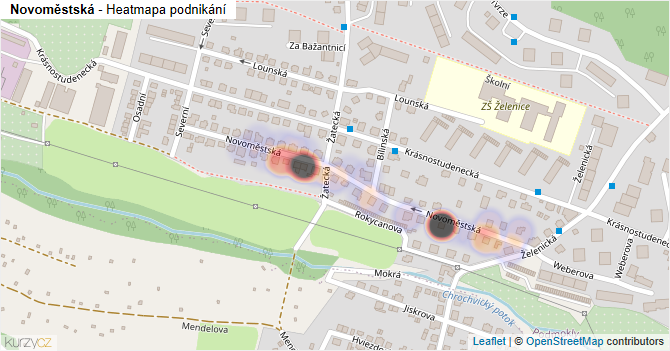Novoměstská - mapa podnikání