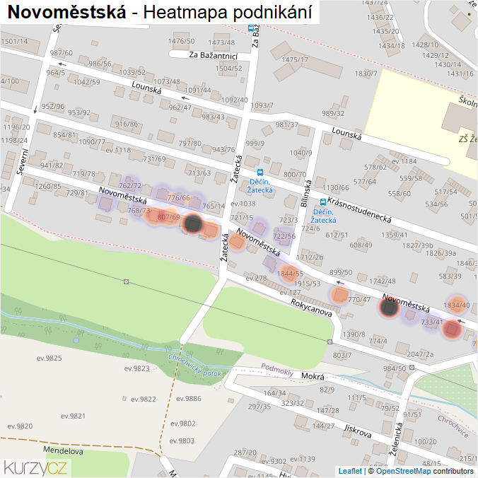 Mapa Novoměstská - Firmy v ulici.