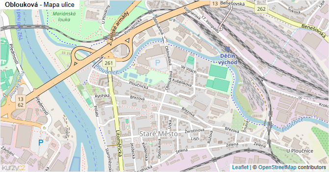 Oblouková - mapa ulice