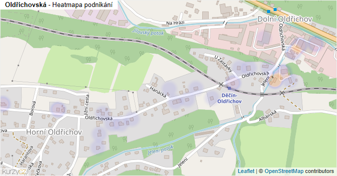 Oldřichovská - mapa podnikání