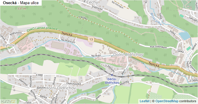 Osecká - mapa ulice