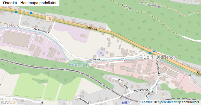 Osecká - mapa podnikání