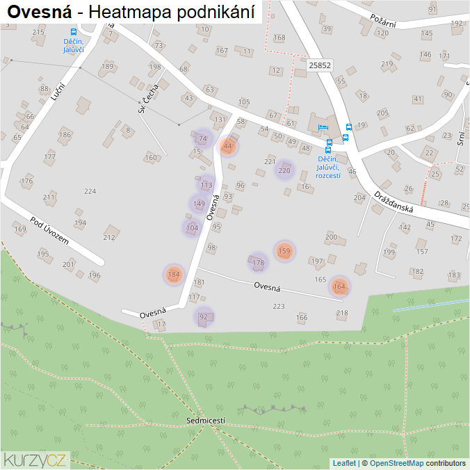 Mapa Ovesná - Firmy v ulici.