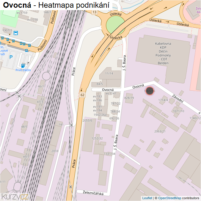 Mapa Ovocná - Firmy v ulici.