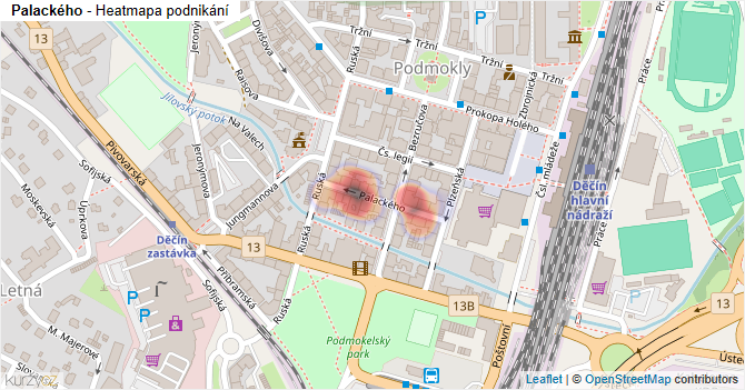Palackého - mapa podnikání