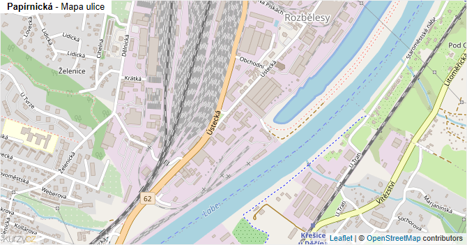 Papírnická - mapa ulice