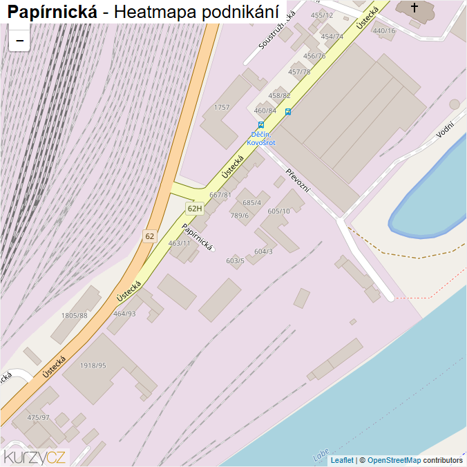 Mapa Papírnická - Firmy v ulici.