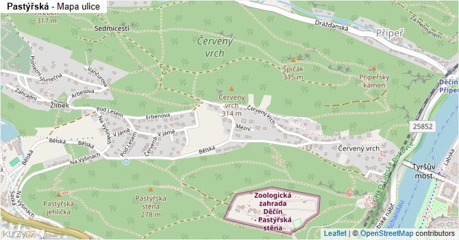 Pastýřská - mapa ulice