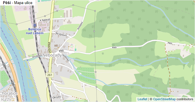 Pěší - mapa ulice
