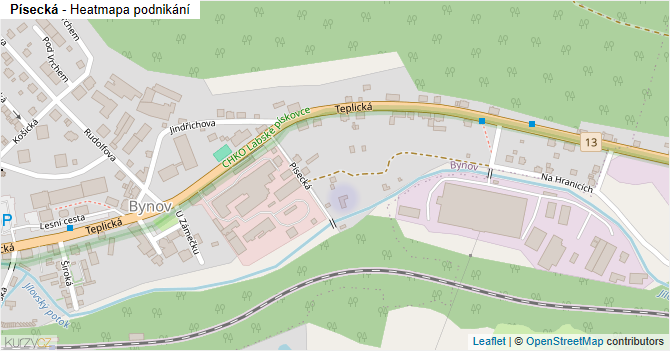 Písecká - mapa podnikání