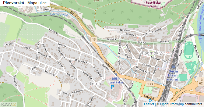 Pivovarská - mapa ulice