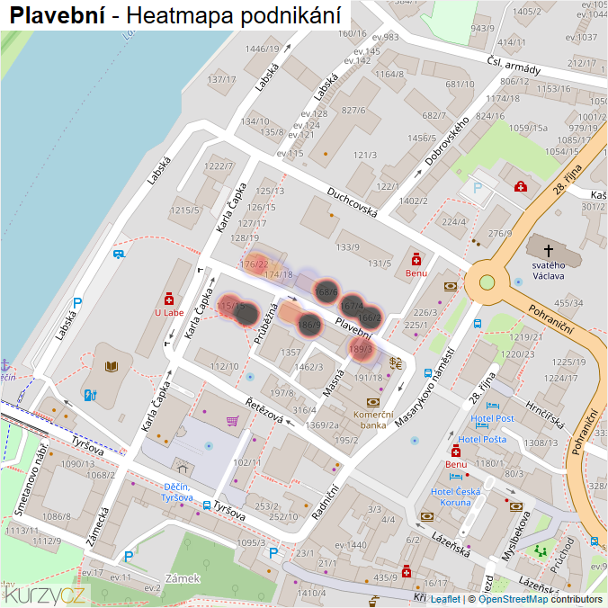 Mapa Plavební - Firmy v ulici.