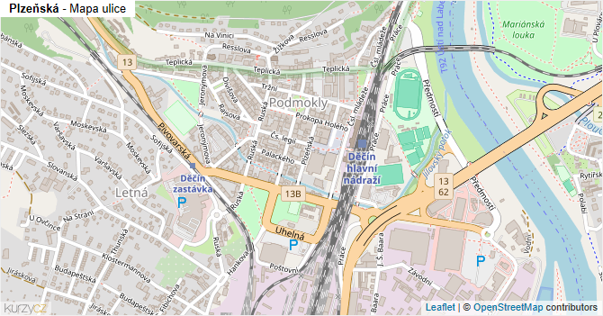 Plzeňská - mapa ulice