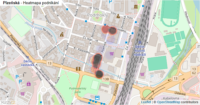 Plzeňská - mapa podnikání