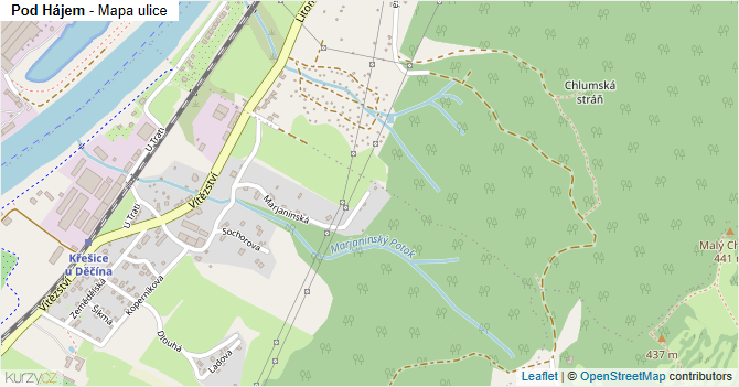 Pod Hájem - mapa ulice