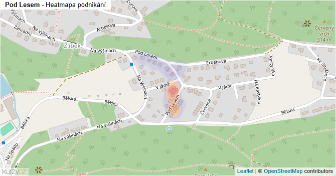 Pod Lesem - mapa podnikání