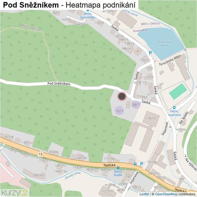 Mapa Pod Sněžníkem - Firmy v ulici.