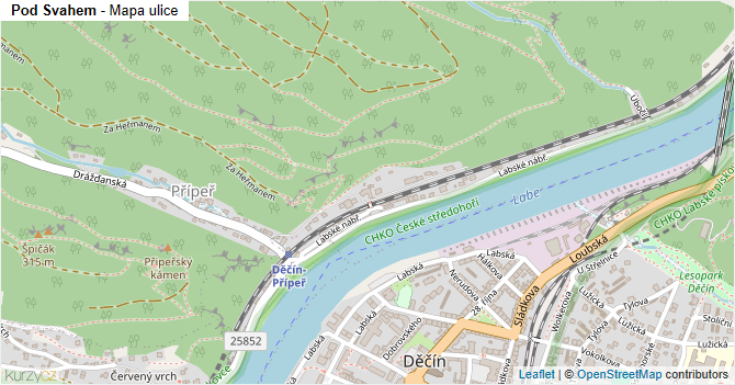 Pod Svahem - mapa ulice
