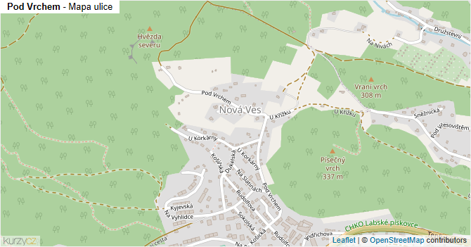 Pod Vrchem - mapa ulice
