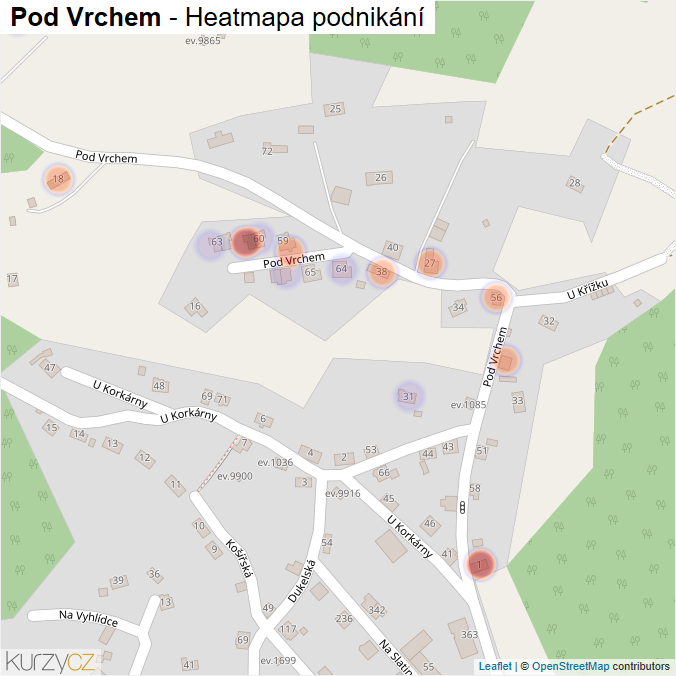 Mapa Pod Vrchem - Firmy v ulici.